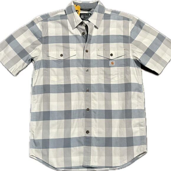 CARHARTT Men's Rugged Flex Loose Fit Plaid Button Front Short Sleeve Shirt SZ M - Picture 5 of 7